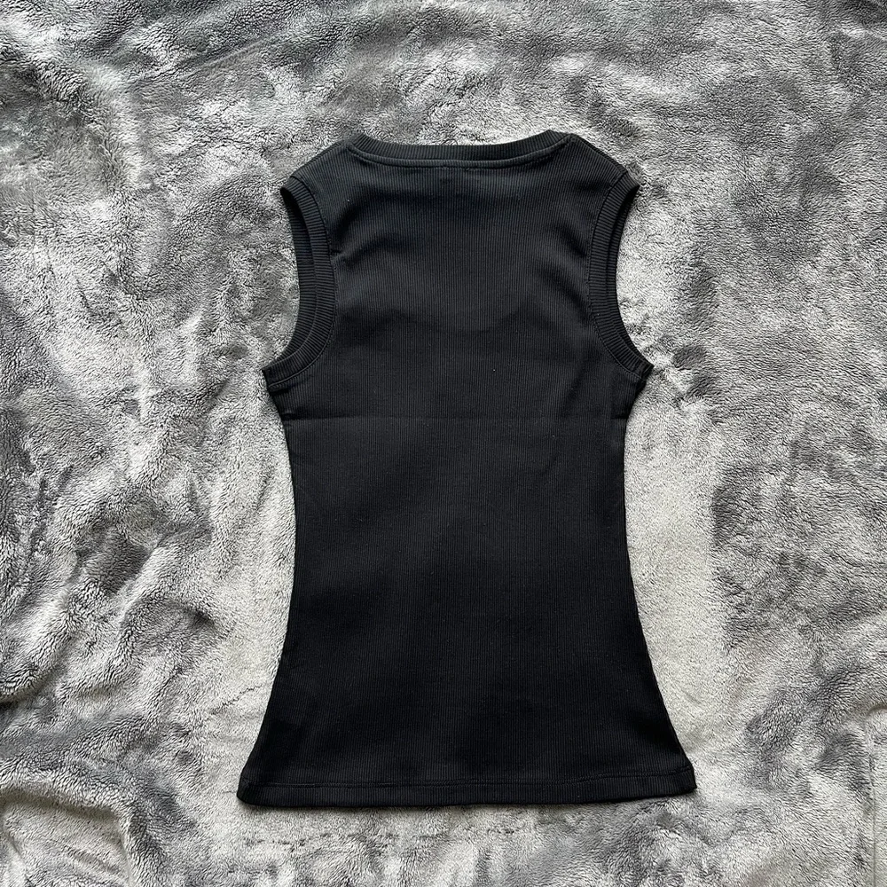 Loewe Black Ribbed Tank with White Anagram Embroidery - Picture 2 of 4